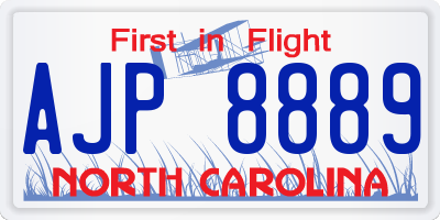 NC license plate AJP8889
