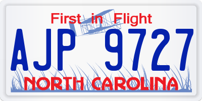 NC license plate AJP9727