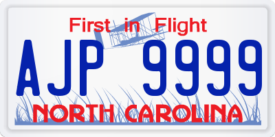 NC license plate AJP9999