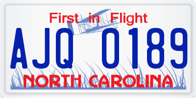 NC license plate AJQ0189