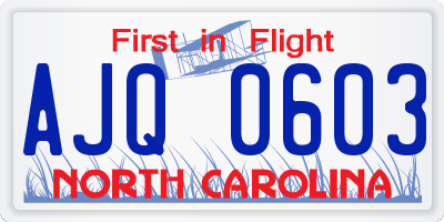 NC license plate AJQ0603