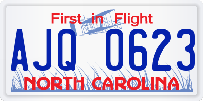 NC license plate AJQ0623
