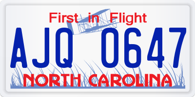 NC license plate AJQ0647