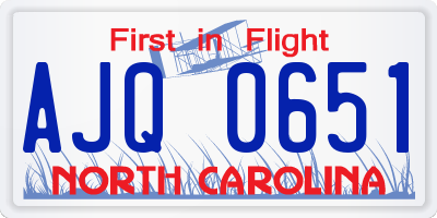 NC license plate AJQ0651