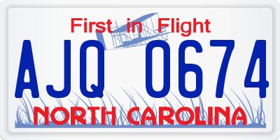 NC license plate AJQ0674