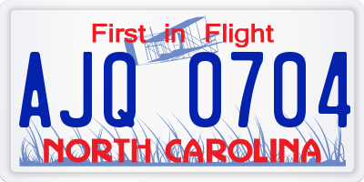 NC license plate AJQ0704
