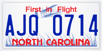 NC license plate AJQ0714