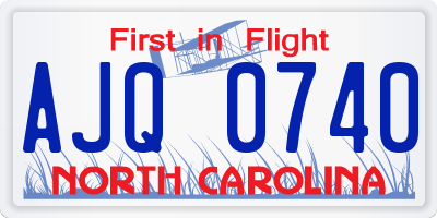 NC license plate AJQ0740