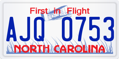 NC license plate AJQ0753