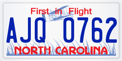 NC license plate AJQ0762