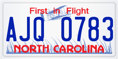 NC license plate AJQ0783