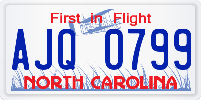NC license plate AJQ0799