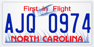 NC license plate AJQ0974