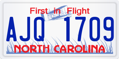 NC license plate AJQ1709