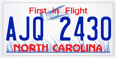 NC license plate AJQ2430