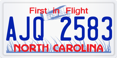NC license plate AJQ2583