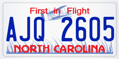 NC license plate AJQ2605
