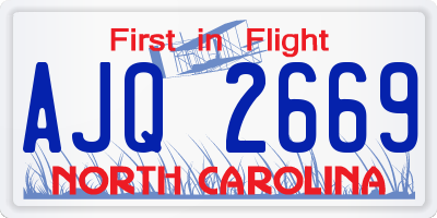 NC license plate AJQ2669