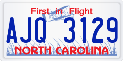 NC license plate AJQ3129
