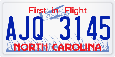 NC license plate AJQ3145