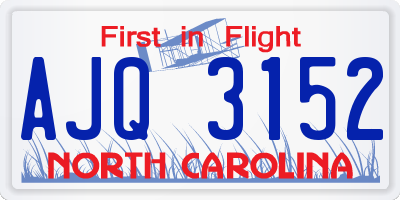 NC license plate AJQ3152