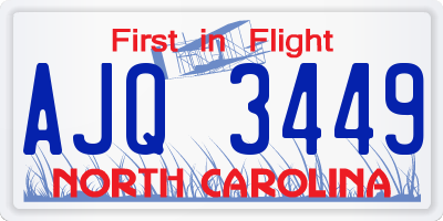 NC license plate AJQ3449