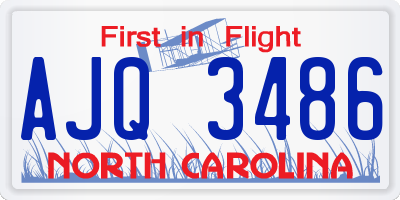 NC license plate AJQ3486