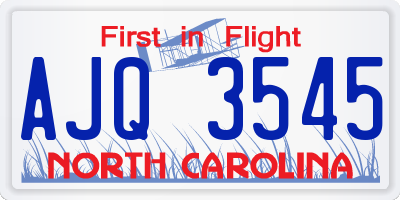 NC license plate AJQ3545