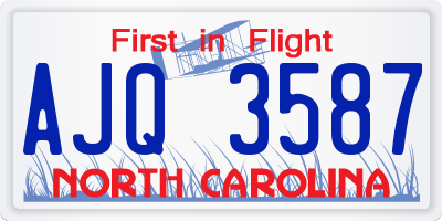 NC license plate AJQ3587