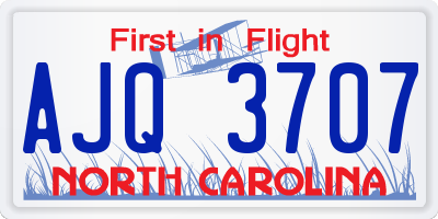 NC license plate AJQ3707