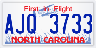 NC license plate AJQ3733