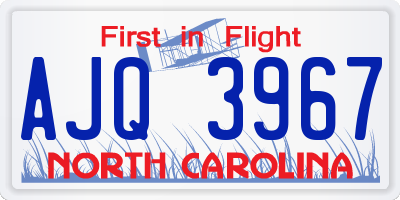 NC license plate AJQ3967