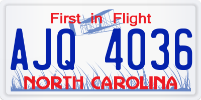 NC license plate AJQ4036