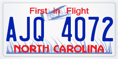 NC license plate AJQ4072
