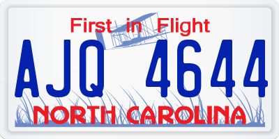 NC license plate AJQ4644