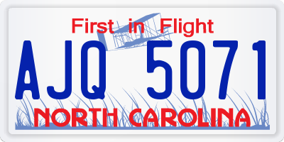 NC license plate AJQ5071