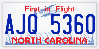 NC license plate AJQ5360