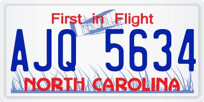 NC license plate AJQ5634