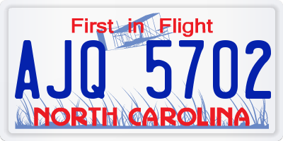 NC license plate AJQ5702