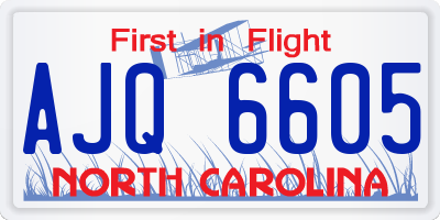 NC license plate AJQ6605