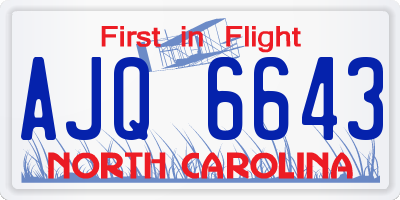 NC license plate AJQ6643