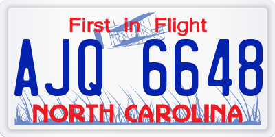 NC license plate AJQ6648