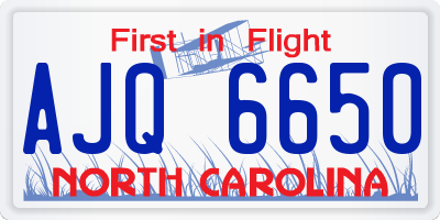 NC license plate AJQ6650
