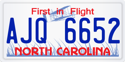 NC license plate AJQ6652