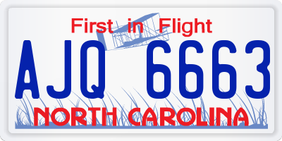 NC license plate AJQ6663
