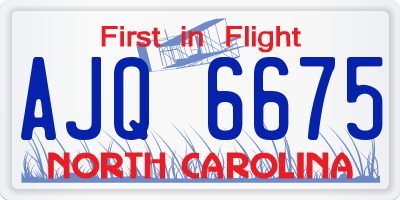 NC license plate AJQ6675
