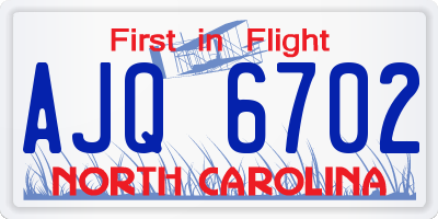 NC license plate AJQ6702