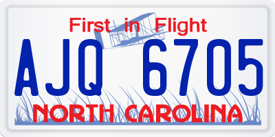 NC license plate AJQ6705