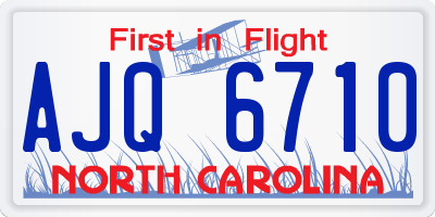 NC license plate AJQ6710