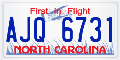 NC license plate AJQ6731